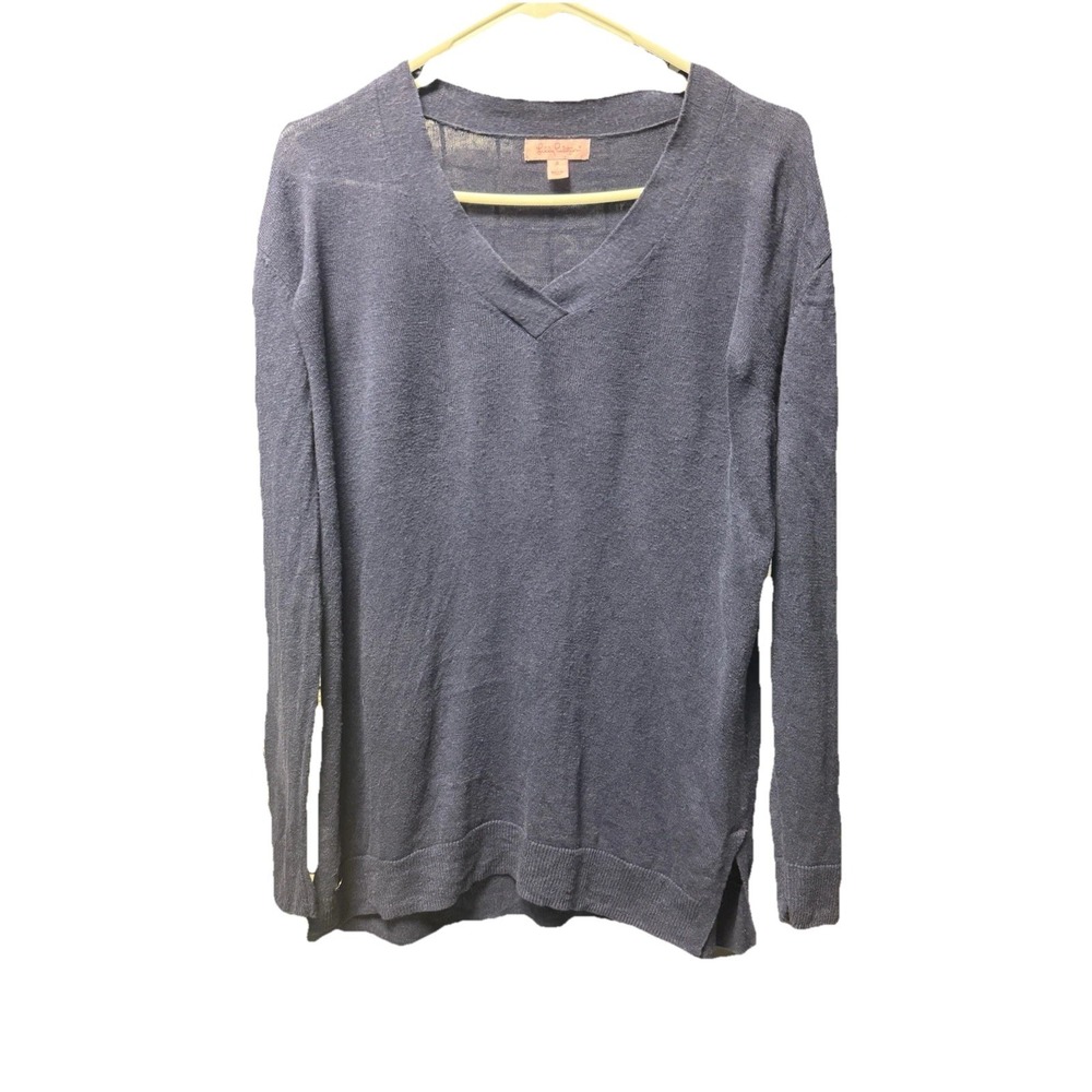 Lilly Pulitzer Women's Blue Long Sleeve Sweater‎ Size Small Cotton Linen Blend